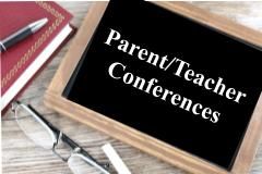  Chalkboard that says Parent Teacher Conferences on it